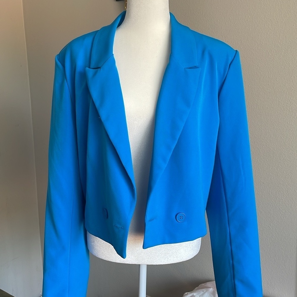 Women's Blue Cropped Jacket Size XXL
